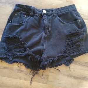 Distressed Denim Short Shorts